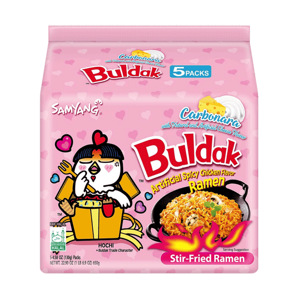 Korean Buldak Noodles Carbonara Stir-Fried Ramen  - 5 Pack